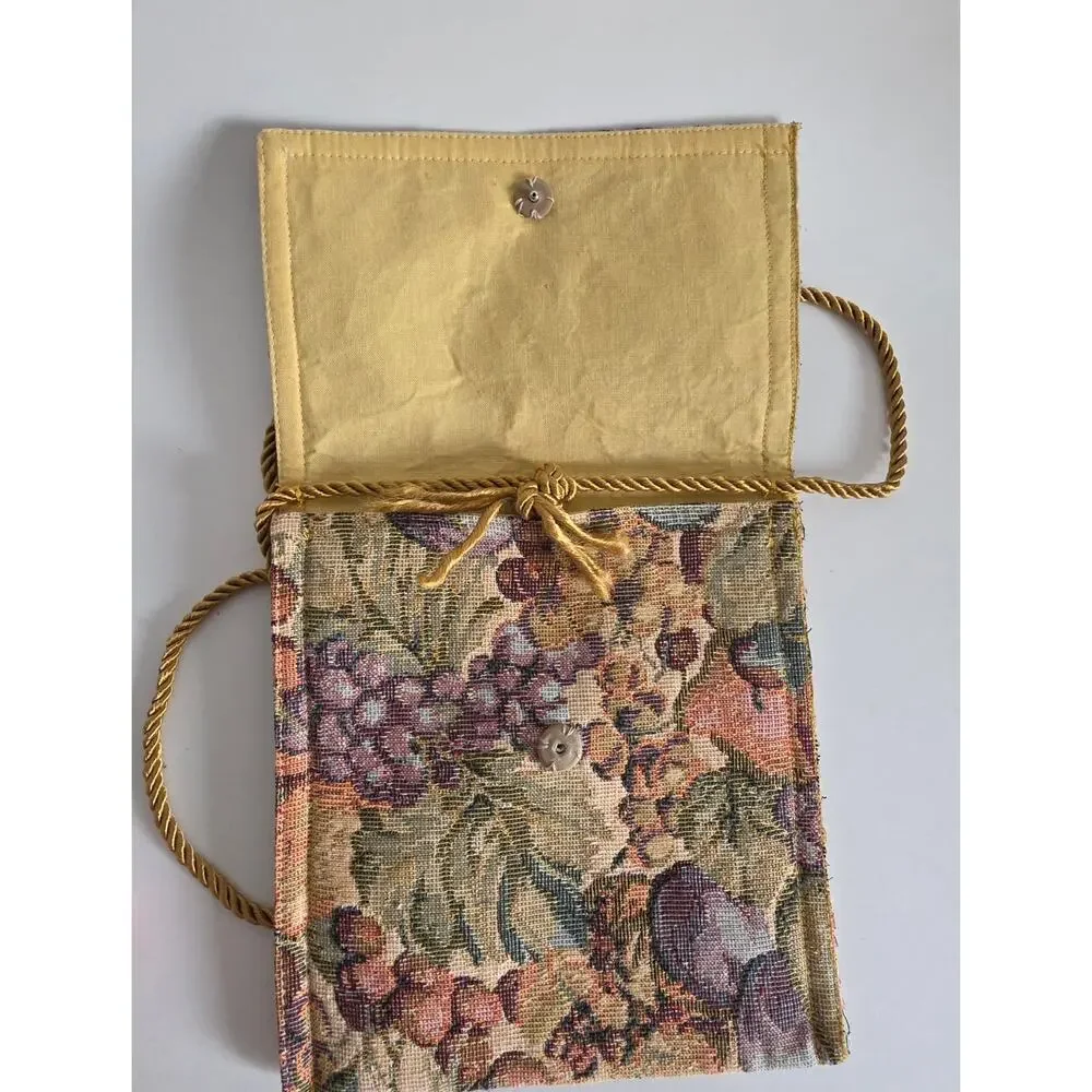 Vintage Tapestry Floral Crossbody Purse Rope Strap